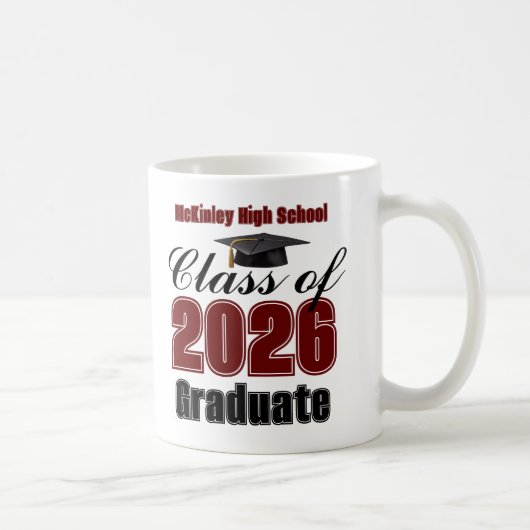 Maroon Class of 2026 Graduation Keepsake Koffiemok (Rechts)