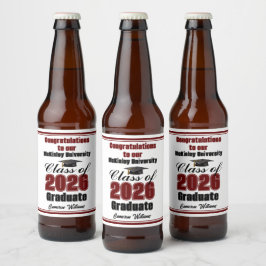 Maroon Class of 2026 Graduation Party Custom Bier Etiket
