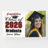 Maroon Class of 2026 Graduation Party Photo Spandoek (Horizontaal)