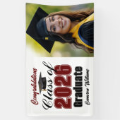 Maroon Class of 2026 Graduation Party Photo Spandoek (Verticaal)