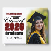 Maroon Class of 2026 Graduation Photo Gastenboek (Voorkant)