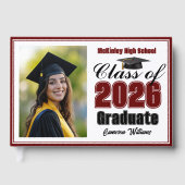 Maroon Class of 2026 Photo Small Graduation Gastenboek (Voorkant)