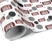 Maroon "Class of" Dog Label en Stippen Patroonwikk Cadeaupapier (Rol Hoek)