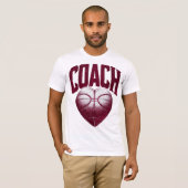  Maroon Coach Basketbal Hart T-shirt (Voorkant volledig)
