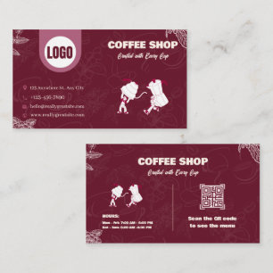 Maroon Coffee Shop Zakelijke Kaart Visitekaartje