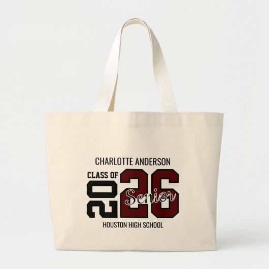 Maroon Congrats Graduation Grote Tote Bag (Voorkant)