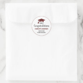 Maroon Congrats Graduation Ronde Sticker