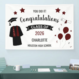 Maroon Congratulations Graduation Spandoek