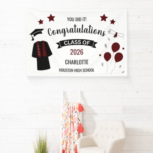 Maroon Congratulations Graduation Spandoek (Insitu)