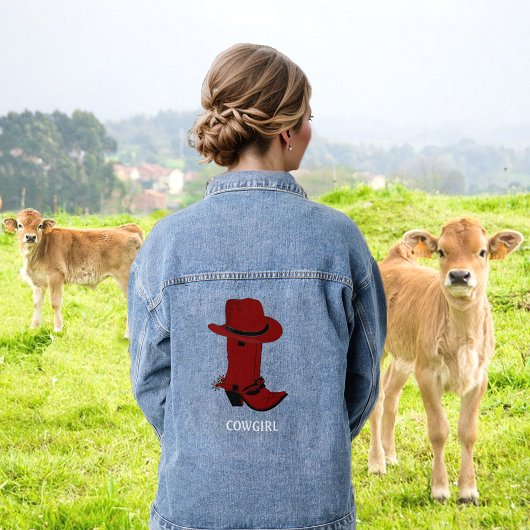Maroon Country Pet en laarzen Cowgirl Denim Jacket
