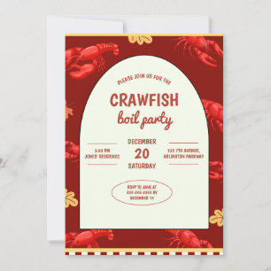 Maroon Crawfish Boil Party Picknick Viering Kaart