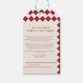  Maroon & Cream Checkerboard Retro Wedding Cadeaulabel (Voorkant)