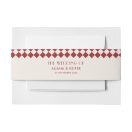  Maroon & Cream Checkerboard Retro Wedding Uitnodigingen Wikkel