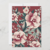 Maroon Cream & Green  Bloemen Border Wedding Kaart (Achterkant)