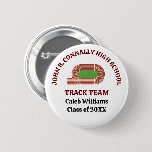 Maroon Cross Country Custom Track Hardloper Ronde Button 5,7 Cm (Voorkant /achterkant)