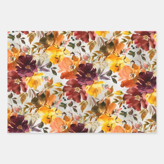 Maroon & Curry Peony Floral Garden Inpakpapier Vel (Voorkant)