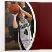 Maroon Curved Lijst Drie Foto Afstuderen Drieluik Uitnodiging (Binnenzijde eerst)