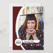 Maroon Curved Lijst Foto Afstuderen Kaart (Voorkant)