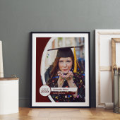 Maroon Curved Lijst Foto Afstuderen Poster