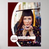 Maroon Curved Lijst Foto Afstuderen Poster (Voorkant)