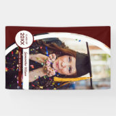 Maroon Curved Lijst Foto Afstuderen Spandoek (Horizontaal)