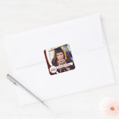 Maroon Curved Lijst Foto Afstuderen Vierkante Sticker (Envelop)