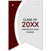 Maroon Curved Lijst Foto Afstuderen Vlaggetjes (Eerste vlag)