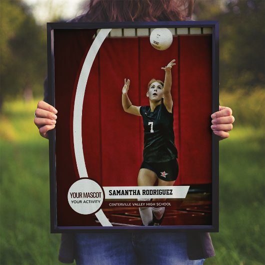 Maroon Curved Lijst School Foto Poster