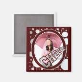 Maroon Custom Cheerleader Photo Magnet (Voorkant / Achterkant)