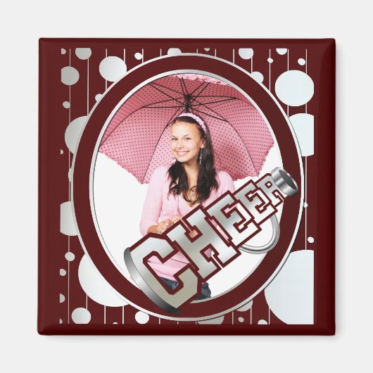 Maroon Custom Cheerleader Photo Magnet (Voorkant)