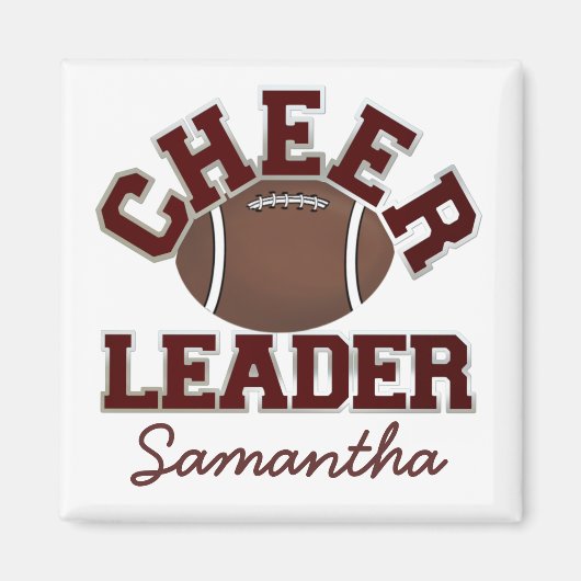 Maroon Custom Football Cheerleader Magnet (Voorkant)
