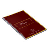 Maroon Custom Spiral Notebook with Name & Logo Notitieboek (Rechterzijde)