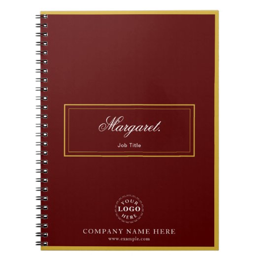 Maroon Custom Spiral Notebook with Name & Logo Notitieboek (Voorkant)