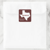 Maroon Custom Text Texas Map Outline Howdy Texan Vierkante Sticker (Tas)