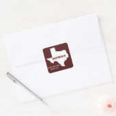 Maroon Custom Text Texas Map Outline Howdy Texan Vierkante Sticker (Envelop)