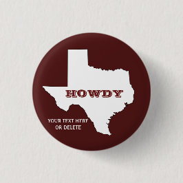 Maroon Custom Text Texas Map Ronde Button 3,2 Cm