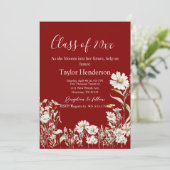 Maroon & Daisy Photo Greenery Graduation Kaart (Staand voorkant)