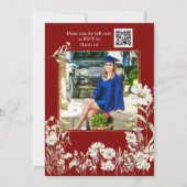 Maroon & Daisy Photo Greenery Graduation Kaart (Achterkant)