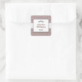 Maroon Damask Pattern Afstuderen Vierkante Sticker (Tas)