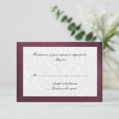 Maroon Damask Wedding-kaart RSVP Kaartje (Staand voorkant)