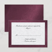 Maroon Damask Wedding-kaart RSVP Kaartje (Voorkant / Achterkant)