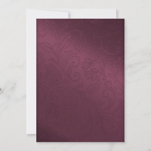 Maroon Damask Wedding Uitnodiging (Achterkant)