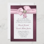 Maroon Damask Wedding Uitnodiging (Voorkant)