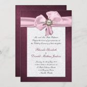 Maroon Damask Wedding Uitnodiging (Voorkant / Achterkant)