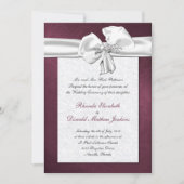Maroon Damask Wedding Uitnodiging (Voorkant)