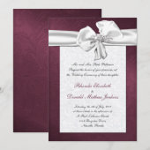 Maroon Damask Wedding Uitnodiging (Voorkant / Achterkant)