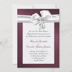 Maroon Damask Wedding Uitnodiging