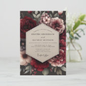 Maroon Decadent Bouquet Wedding Kaart (Staand voorkant)