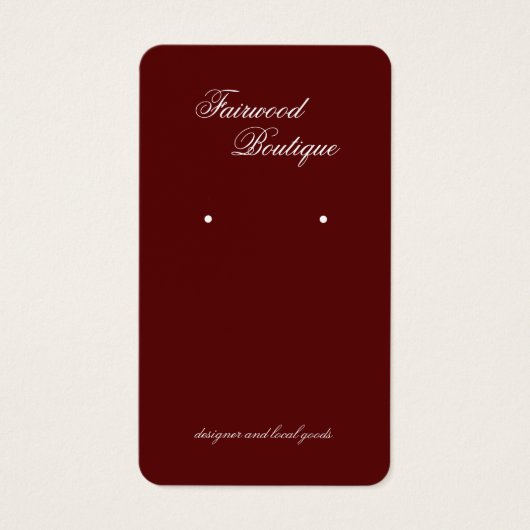 Maroon Deep Red Jewelry Display Card Visitekaartje (Voorkant)