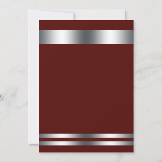 Maroon Deep Red Zilver Elegant Dinner Party Event Kaart (Achterkant)